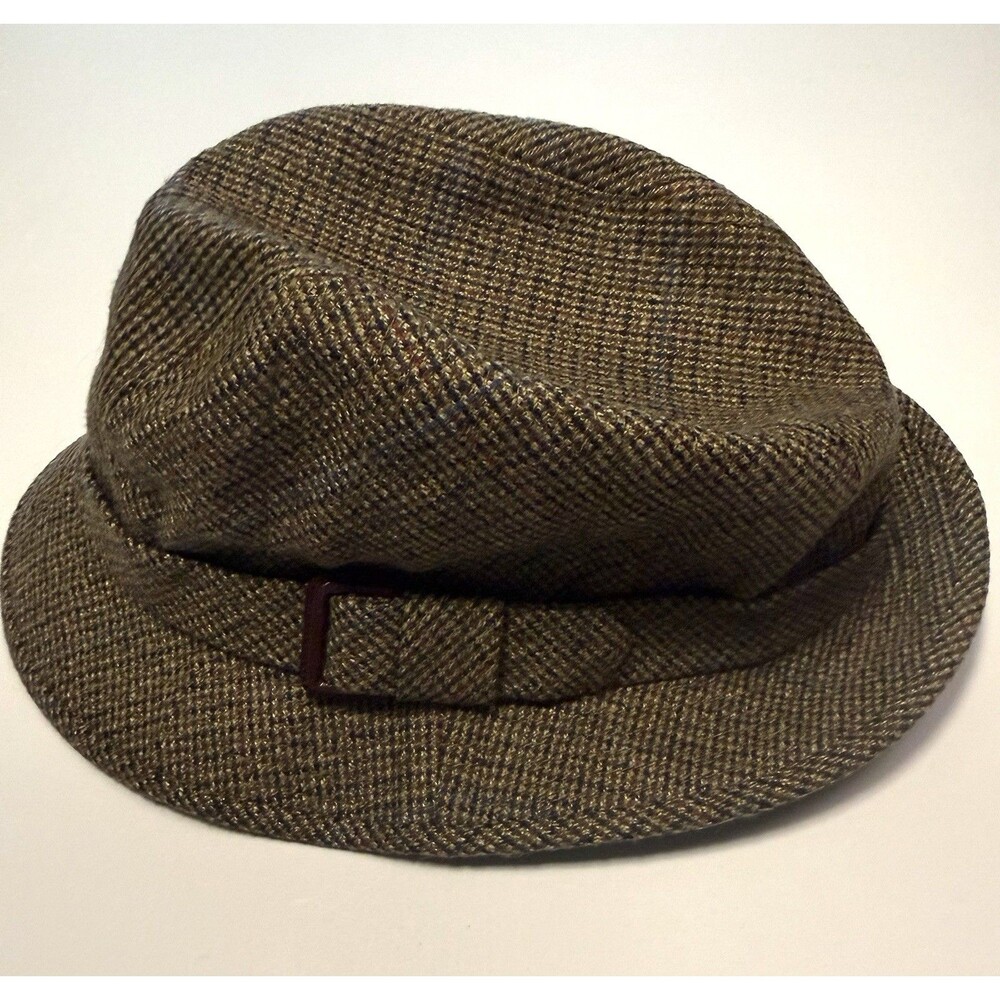 Vintage Doria Gruppo Borsalino Fedora Hat Tweed Herringbone USA 7 1/8 57